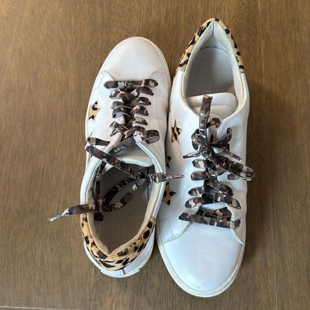 275 Central Camouflage Laces and Cheetah Print White Sneakers size 39